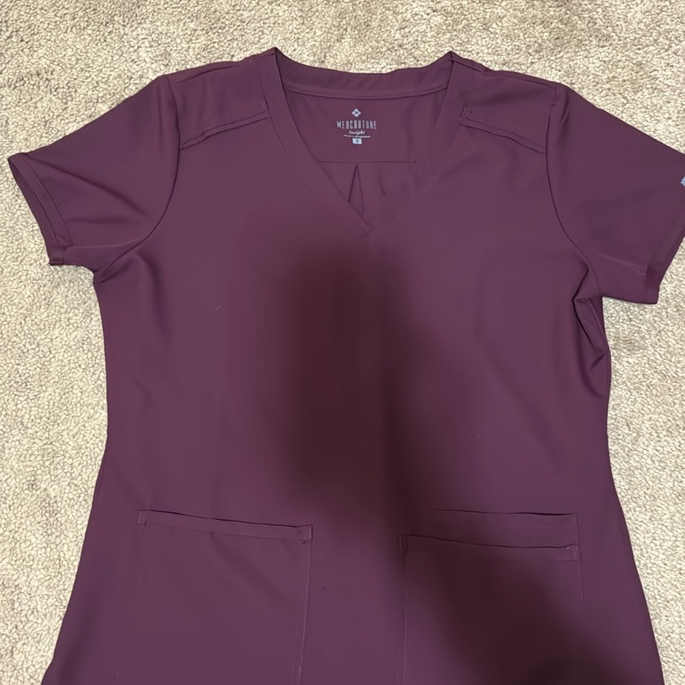Small Wine Med Couture Scrub Top